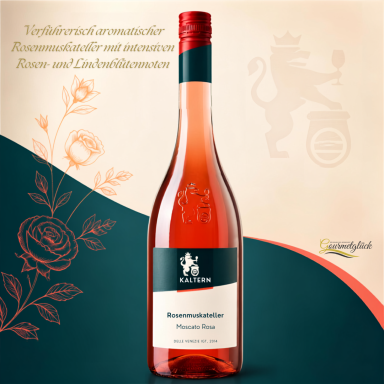 Rosenmuskateller DOC Verführerisch aromatischer Rosenmuskateller mit intensiven Rosen- und Lindenblütennoten, feinem Muskatduft und harmonischer Fruchtsüße – ein